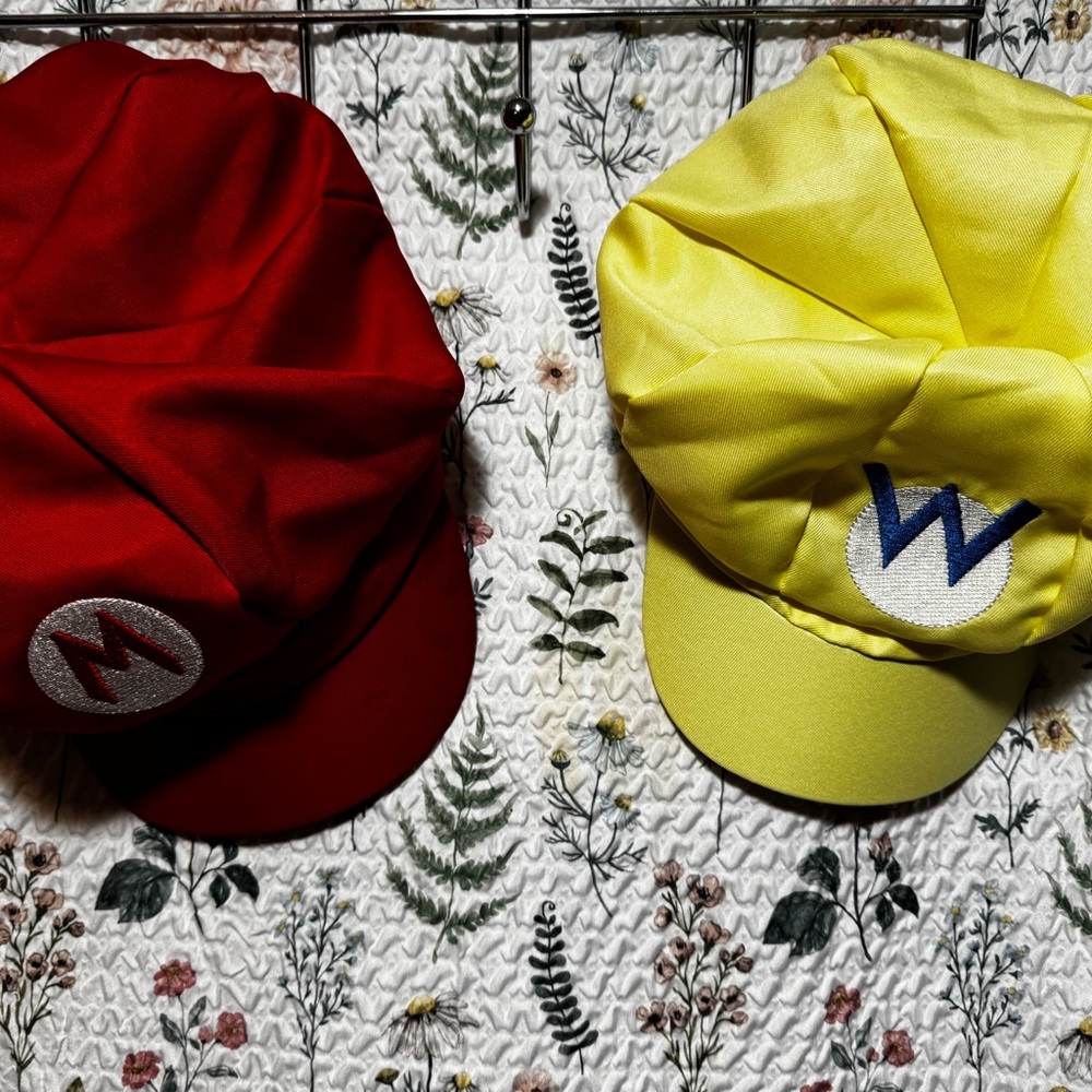 Kids Red and Yellow Mario/Warrio Caps